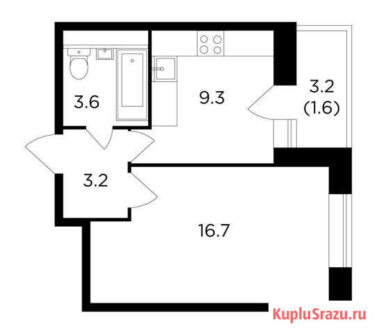 1-комнатная квартира, 34.4 м², 5/16 эт. на продажу в Пушкино Пушкино - изображение 1