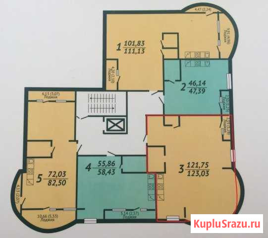 4-комнатная квартира, 123.6 м², 2/9 эт. на продажу в Барнауле Барнаул - изображение 2
