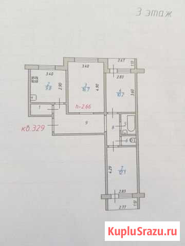 3-комнатная квартира, 69 м², 3/10 эт. на продажу в Иваново Иваново - изображение 1