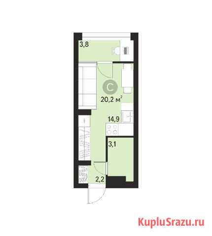 1-комнатная квартира, 20.2 м², 11/15 эт. на продажу в Новосибирске Новосибирск - изображение 2