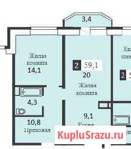 2-комнатная квартира, 59.4 м², 5/10 эт. на продажу в Семилуках Семилуки