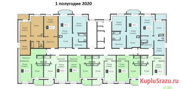 2-комнатная квартира, 59.4 м², 5/10 эт. на продажу в Семилуках Семилуки - изображение 1