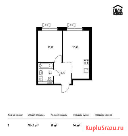 1-комнатная квартира, 36.6 м², 10/25 эт. на продажу в Мытищах Мытищи - изображение 1