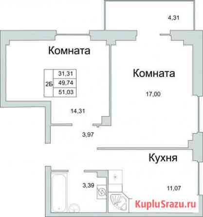 2-комнатная квартира, 50.5 м², 9/9 эт. на продажу в Пскове Псков