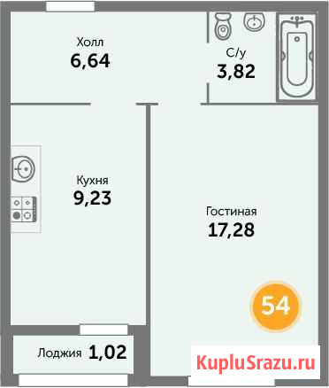 1-комнатная квартира, 38.7 м², 5/9 эт. на продажу в Зеленоградске Зеленоградск - изображение 2