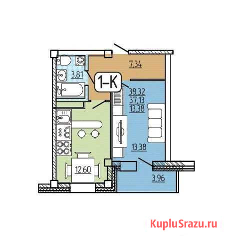 1-комнатная квартира, 38.3 м², 9/9 эт. на продажу в Улан-Удэ Улан-Удэ - изображение 2