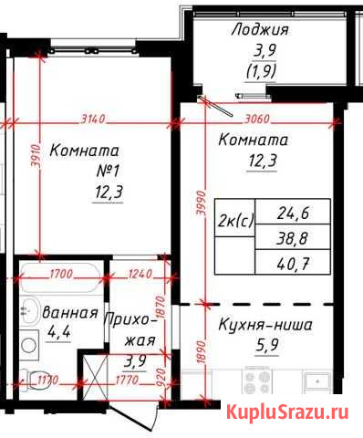 2-комнатная квартира, 54 м², 4/16 эт. на продажу в Барнауле Барнаул - изображение 2