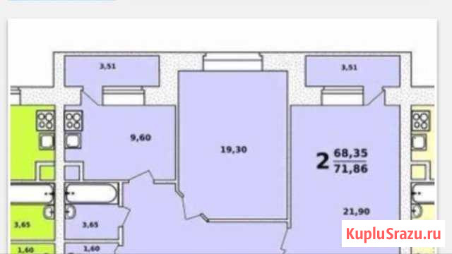2-комнатная квартира, 72 м², 3/3 эт. на продажу в Калуге Калуга - изображение 3