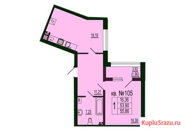 1-комнатная квартира, 55.9 м², 4/9 эт. на продажу в Калининграде Калининград - изображение 2