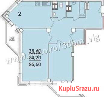 2-комнатная квартира, 86.6 м², 2/17 эт. на продажу в Волгограде Волгоград - изображение 2