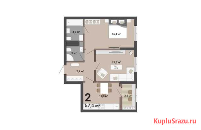 2-комнатная квартира, 57 м², 3/23 эт. на продажу в Екатеринбурге Екатеринбург - изображение 2