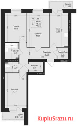 3-комнатная квартира, 77.3 м², 2/6 эт. на продажу в Перми Пермь - изображение 1