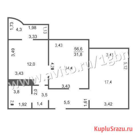 2-комнатная квартира, 56.6 м², 1/17 эт. на продажу в Оренбурге Оренбург - изображение 2