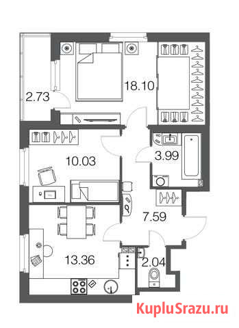 2-комнатная квартира, 55 м², 2/4 эт. на продажу в Кузьмоловском Кузьмоловский - изображение 1