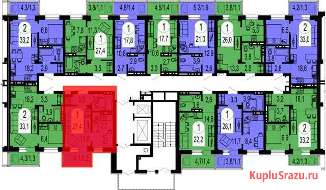 1-комнатная квартира, 27.4 м², 15/19 эт. на продажу в Красноярске Красноярск - изображение 3