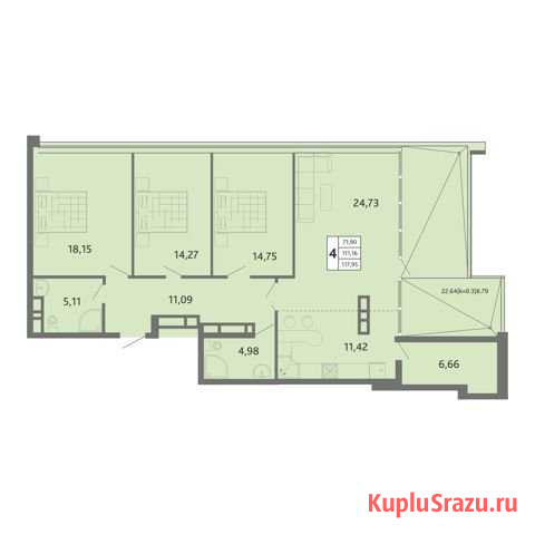 4-комнатная квартира, 118 м², 19/19 эт. на продажу в Краснодаре Краснодар - изображение 2