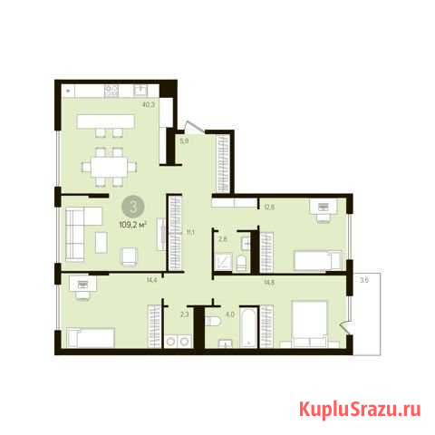 3-комнатная квартира, 112 м², 10/10 эт. на продажу в Тюмени Тюмень - изображение 1