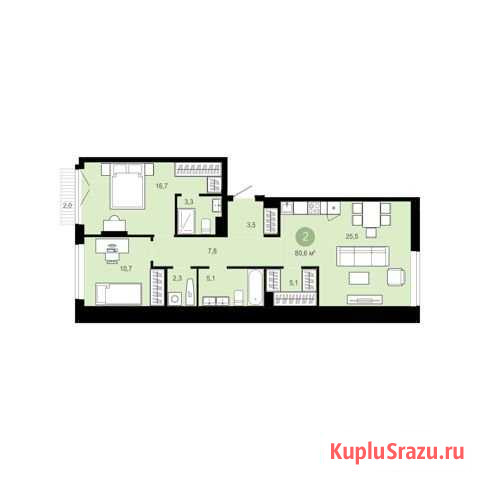 2-комнатная квартира, 80.6 м², 2/12 эт. на продажу в Тюмени Тюмень - изображение 1