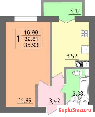 1-комнатная квартира, 36 м², 3/10 эт. на продажу в Смоленске Смоленск - изображение 2