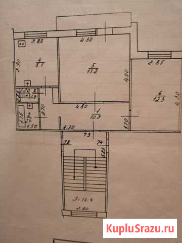 2-комнатная квартира, 51.4 м², 3/5 эт. на продажу в Ленинске-Кузнецком Ленинск-Кузнецкий - изображение 1