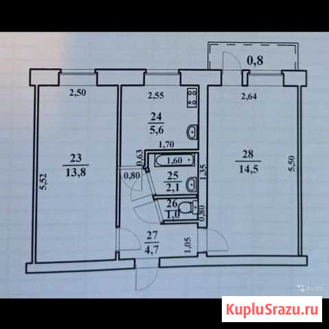 2-комнатная квартира, 42 м², 4/5 эт. на продажу в Новосемейкино Новосемейкино - изображение 2