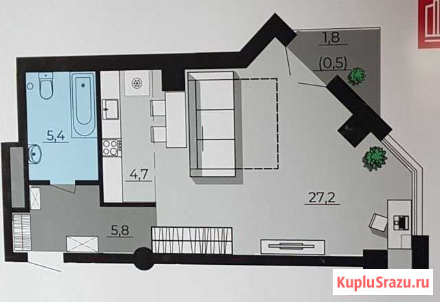 Квартира-студия, 43 м², 9/25 эт. на продажу в Челябинске Челябинск - изображение 3