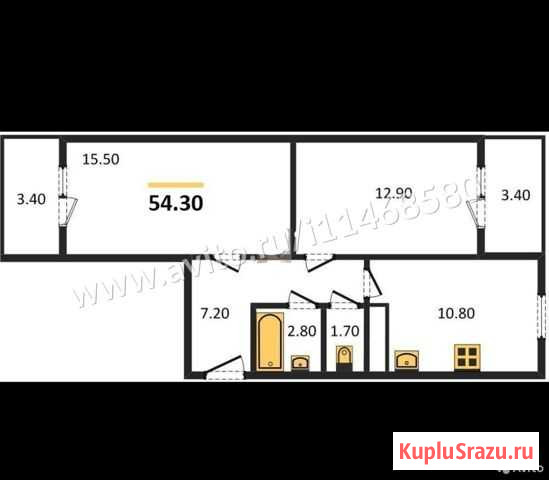 2-комнатная квартира, 54.3 м², 18/18 эт. на продажу во Владимире Владимир - изображение 1