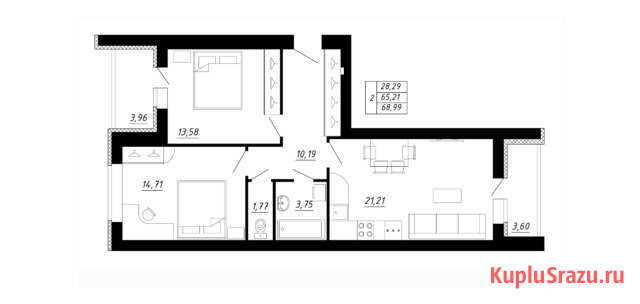3-комнатная квартира, 69 м², 9/9 эт. на продажу в Салавате Салават - изображение 1