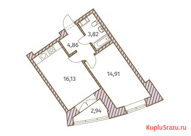 1-комнатная квартира, 41.2 м², 27/27 эт. на продажу в Кудрово Кудрово - изображение 2