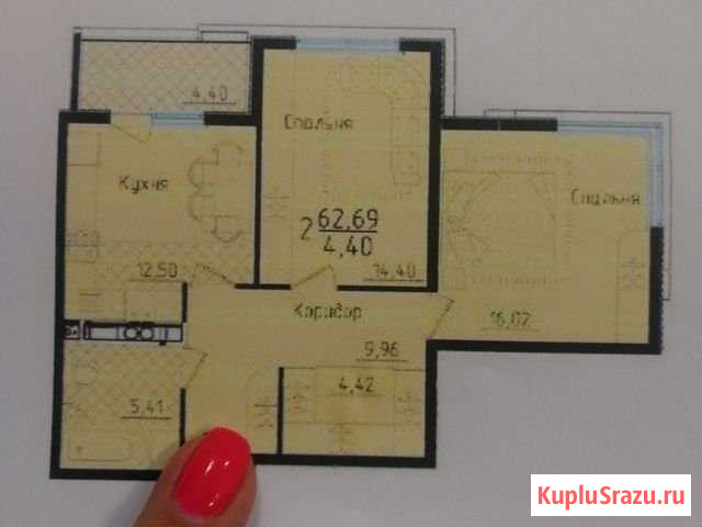 2-комнатная квартира, 63 м², 1/5 эт. на продажу в Геленджике Геленджик - изображение 1