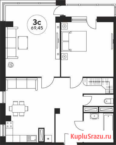 2-комнатная квартира, 69.3 м², 14/23 эт. на продажу в Ростове-на-Дону Ростов-на-Дону - изображение 3