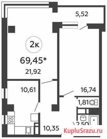 2-комнатная квартира, 69.3 м², 14/23 эт. на продажу в Ростове-на-Дону Ростов-на-Дону - изображение 1