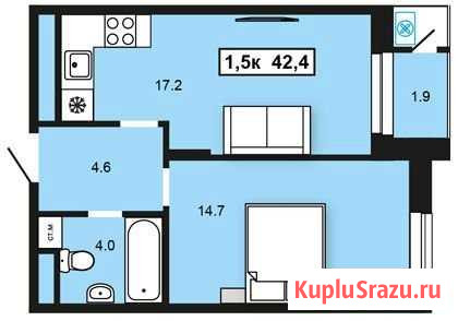 1-комнатная квартира, 42.4 м², 14/23 эт. на продажу в Ижевске Ижевск - изображение 1