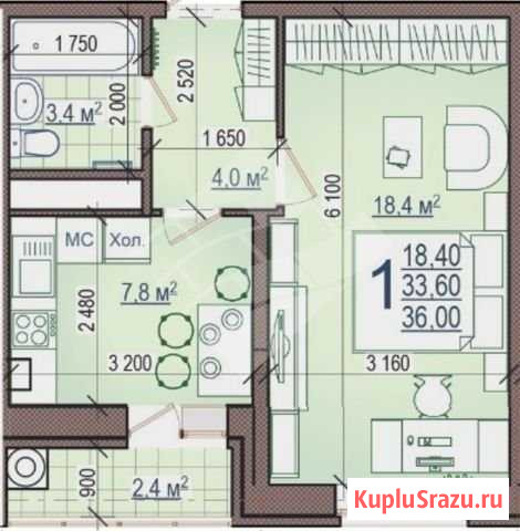 1-комнатная квартира, 34.8 м², 1/18 эт. на продажу в Рязани Рязань - изображение 2