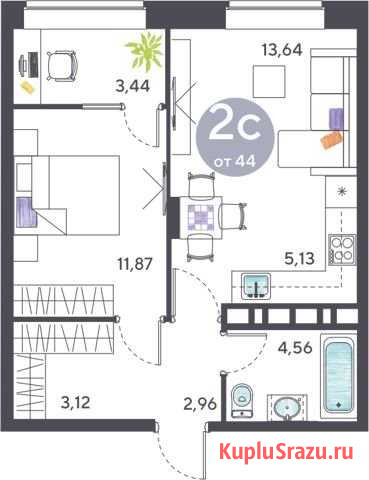 2-комнатная квартира, 42 м², 2/26 эт. на продажу в Новосибирске Новосибирск - изображение 1