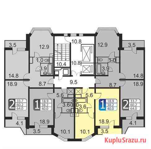 1-комнатная квартира, 39.5 м², 7/15 эт. на продажу в Новоивановском Новоивановское