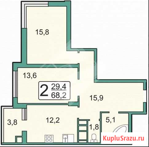 2-комнатная квартира, 64.4 м², 9/24 эт. на продажу в Рязани Рязань - изображение 1