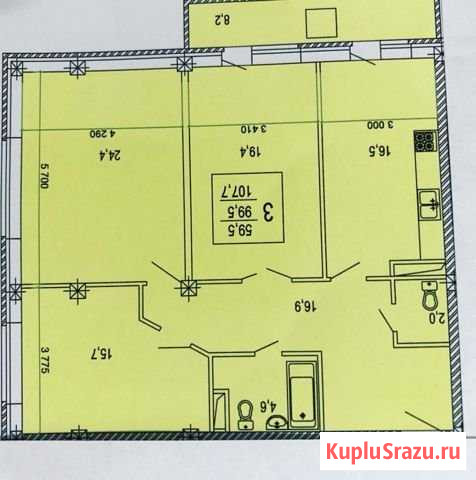 3-комнатная квартира, 108 м², 11/13 эт. на продажу в Грозном Грозный - изображение 2