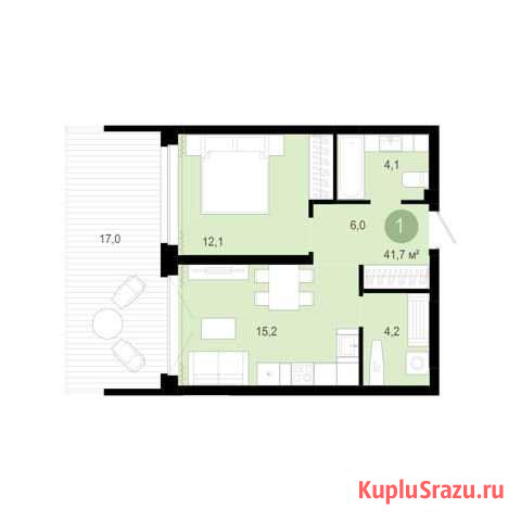 1-комнатная квартира, 58.7 м², 1/10 эт. на продажу в Тюмени Тюмень - изображение 1