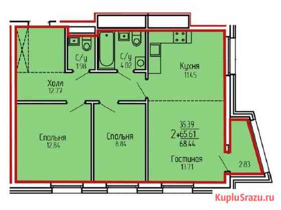 2-комнатная квартира, 68.5 м², 18/19 эт. на продажу в Уфе Уфа