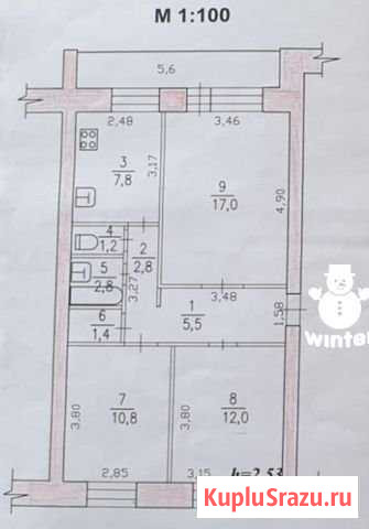 3-комнатная квартира, 61.3 м², 5/5 эт. на продажу в Комсомольске-на-Амуре Комсомольск-на-Амуре - изображение 2