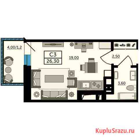 Квартира-студия, 26.3 м², 6/25 эт. на продажу в Ростове-на-Дону Ростов-на-Дону