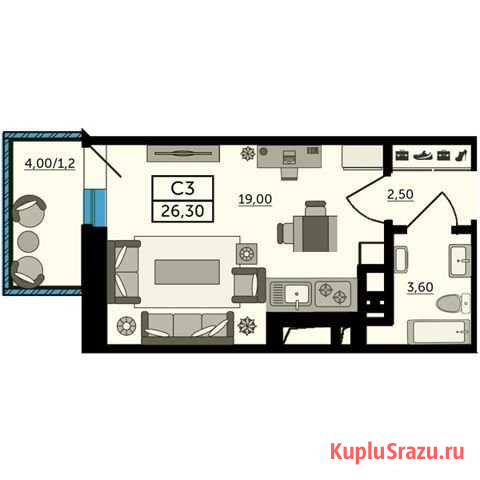 Квартира-студия, 26.3 м², 6/25 эт. на продажу в Ростове-на-Дону Ростов-на-Дону - изображение 1