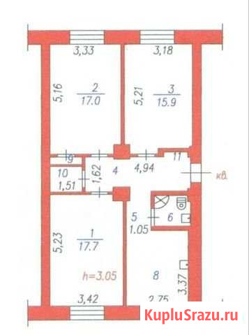 3-комнатная квартира, 75 м², 1/4 эт. на продажу в Новокузнецке Новокузнецк - изображение 3