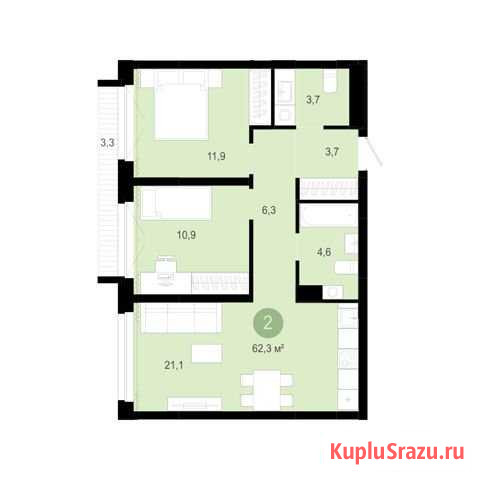 2-комнатная квартира, 65.5 м², 3/10 эт. на продажу в Тюмени Тюмень - изображение 1