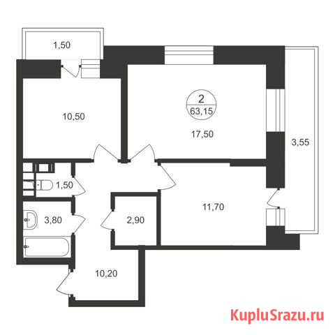 2-комнатная квартира, 63.2 м², 6/17 эт. на продажу в Люберцах Люберцы - изображение 1