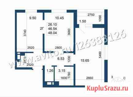 2-комнатная квартира, 48.5 м², 3/17 эт. на продажу в Казани Казань