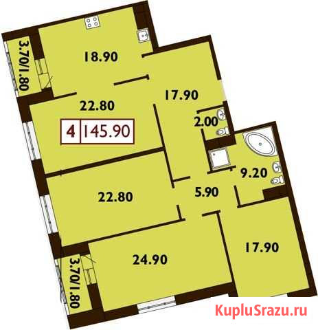 4-комнатная квартира, 147.1 м², 11/14 эт. на продажу в Санкт-Петербурге Санкт-Петербург - изображение 2
