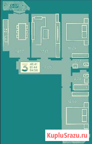 3-комнатная квартира, 84.6 м², 3/10 эт. на продажу в Калининграде Калининград - изображение 1