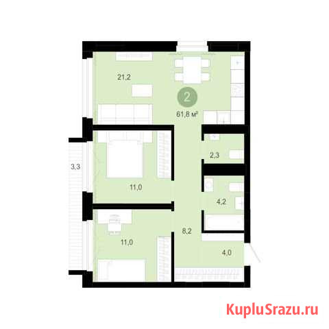 2-комнатная квартира, 65 м², 4/10 эт. на продажу в Тюмени Тюмень - изображение 1